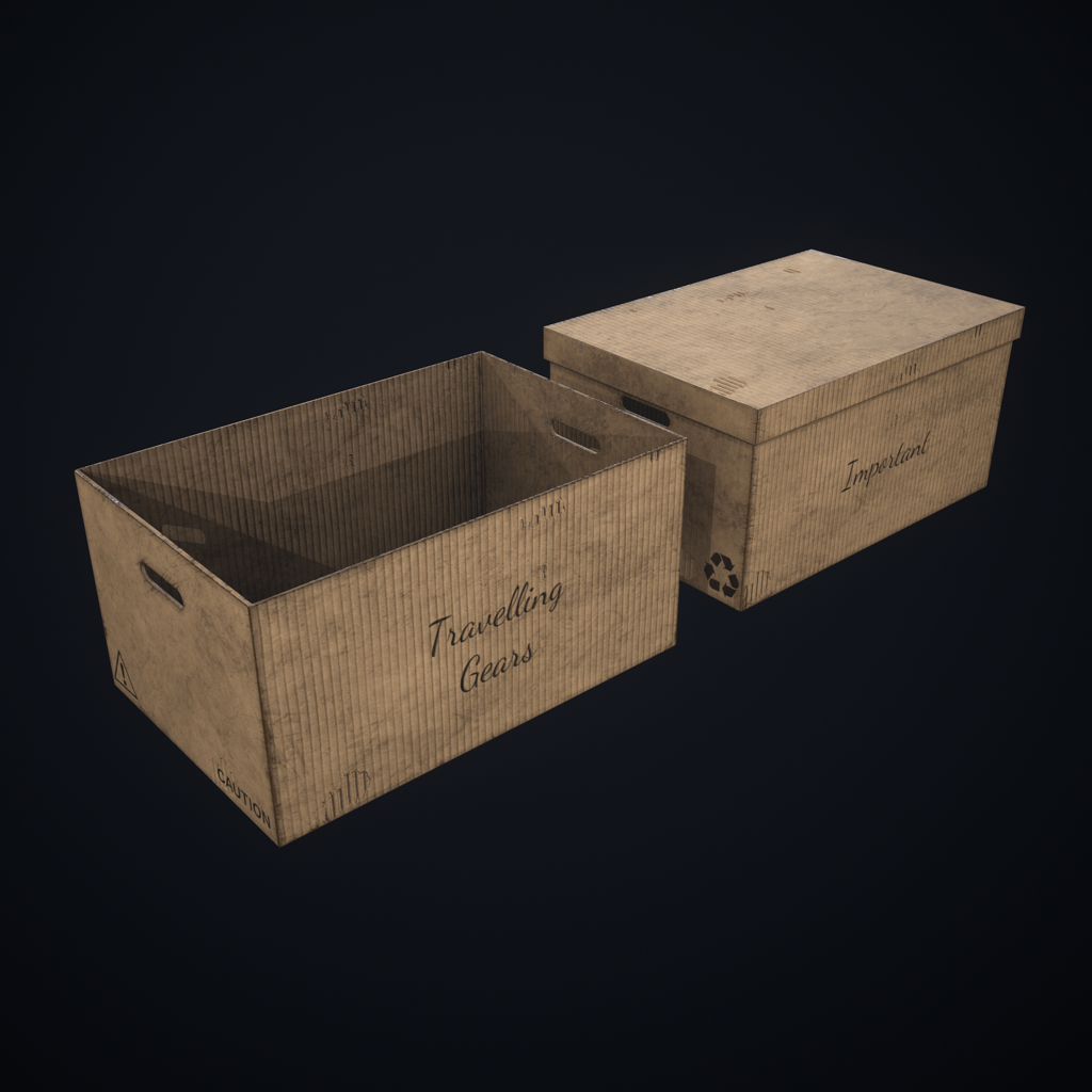 Render of a cardboard box prop.